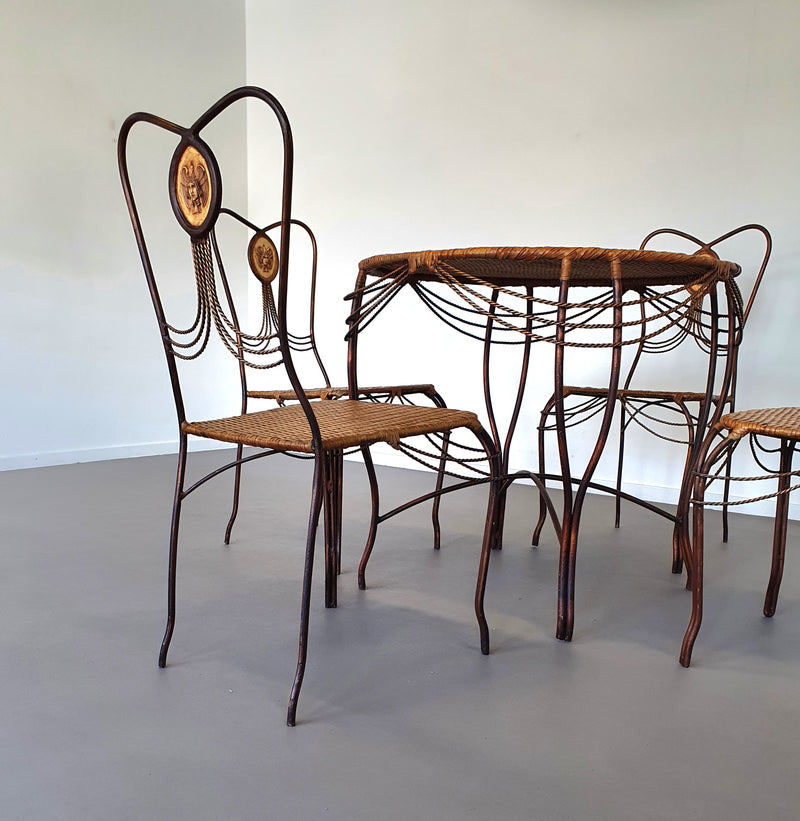 Medaillon garden set wrought iron italy 1970