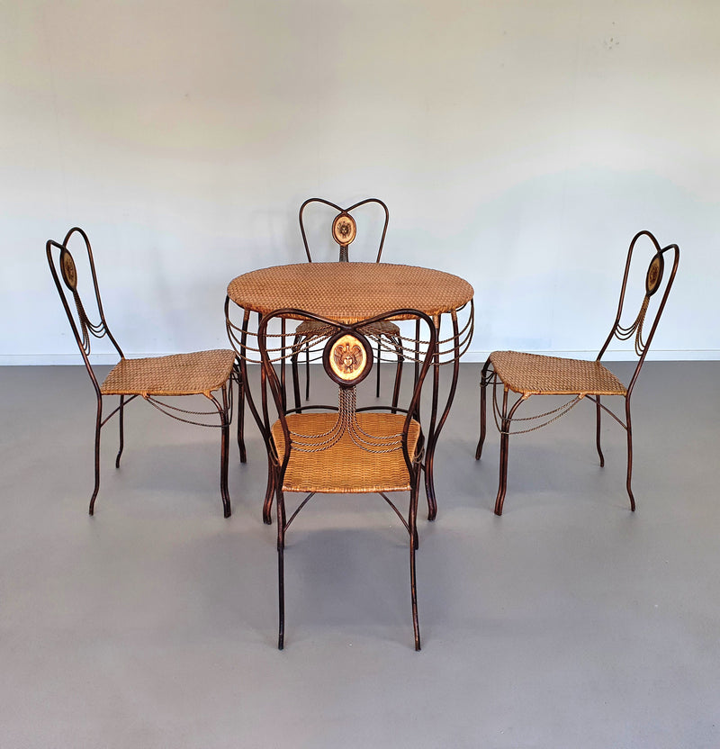 Medaillon garden set wrought iron italy 1970