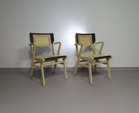 Set of Mid Century decorated coupling chairs 50s