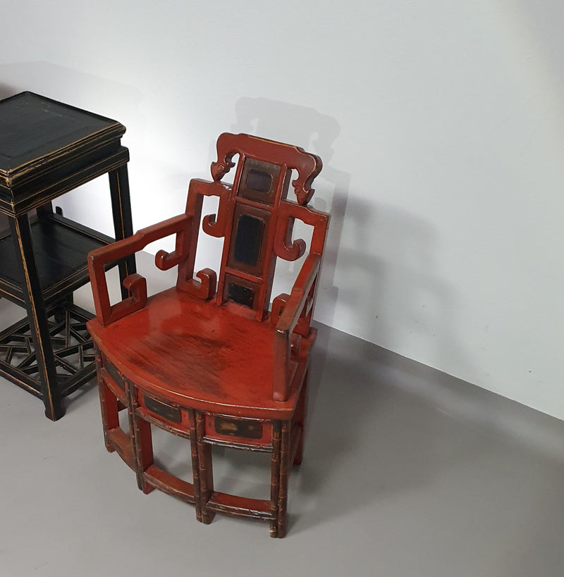 French Chinoiserie altar chairs and side table