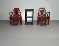 French Chinoiserie altar chairs and side table