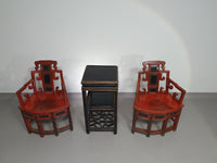 French Chinoiserie altar chairs and side table