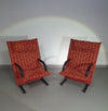 2 post modern t-line armchairs