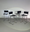 4 x Italian bar stool by Stendig of steel tube and leather 1960s.