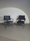 2 leather chrome folding chairs