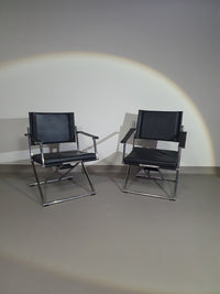 2 leather chrome folding chairs