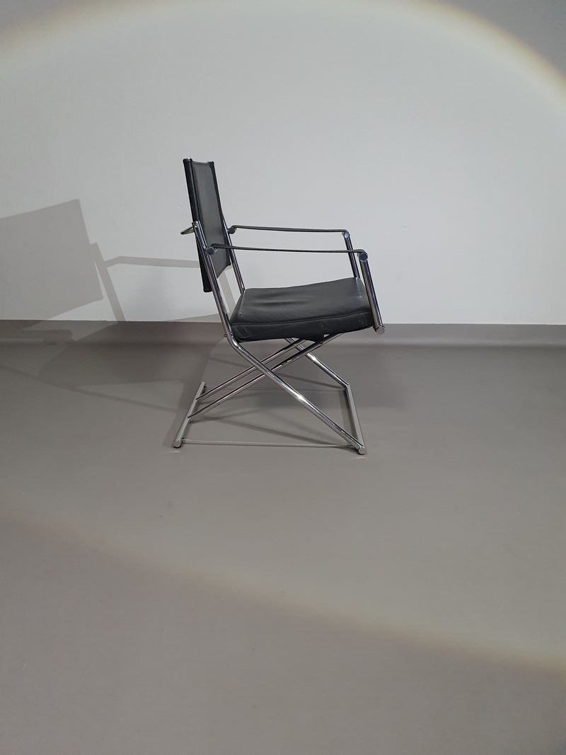 2 leather chrome folding chairs