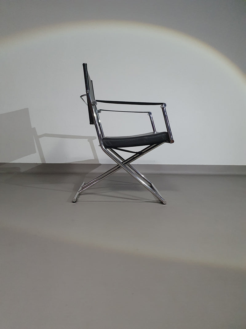 2 leather chrome folding chairs