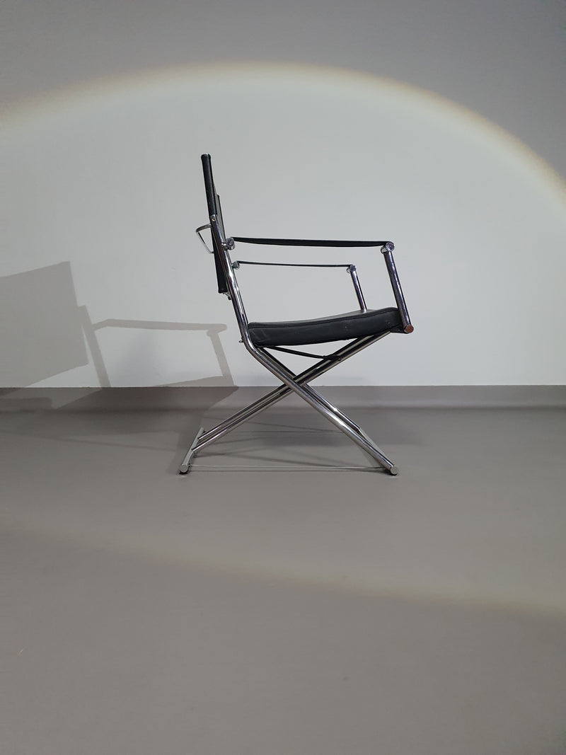 2 leather chrome folding chairs