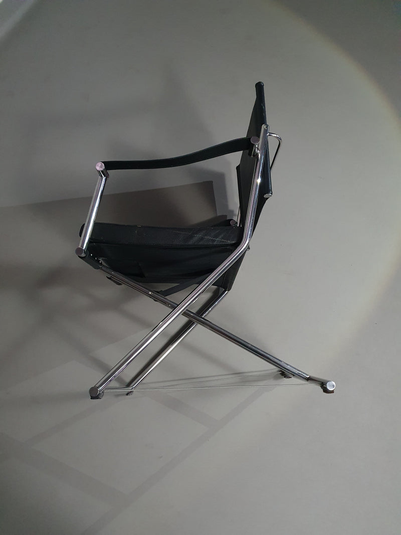 2 leather chrome folding chairs