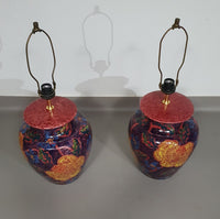 Hand - turned ceramic / glazed vase lamp holders 70s ( most likely French )
Height / vase 40 cm
Depth / 32 cm
Total height 74 cm