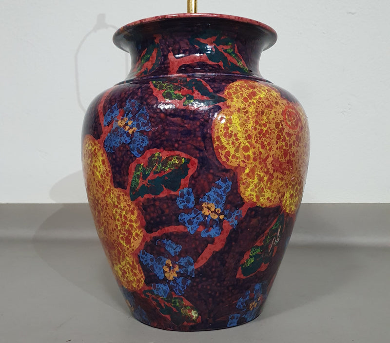 Hand - turned ceramic / glazed vase lamp holders 70s ( most likely French )
Height / vase 40 cm
Depth / 32 cm
Total height 74 cm
