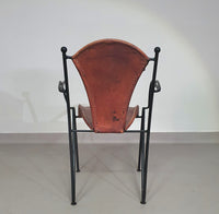 24 chairs in leather and solid wrought iron
