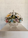 Bassano ceramics Basket with flowers, Italy 1950s