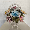 Bassano ceramics Basket with flowers, Italy 1950s