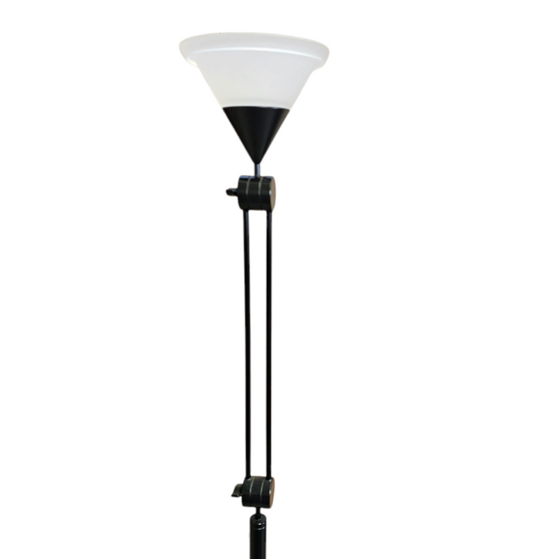 Adjustable / Conical Glass and Black Metal Floor Lamp by Tronconi, 1970s, Italy