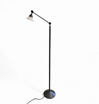 Adjustable / Conical Glass and Black Metal Floor Lamp by Tronconi, 1970s, Italy