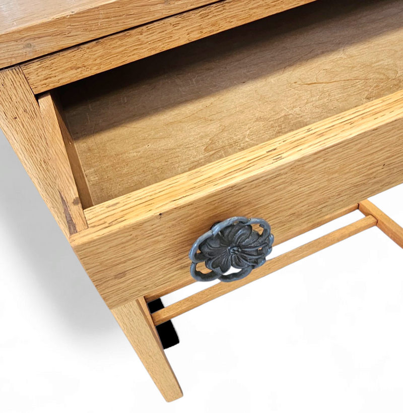Solid oak side table 1970s