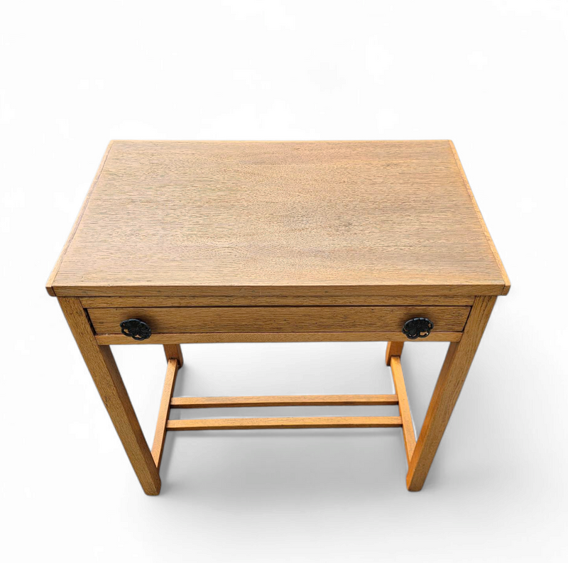 Solid oak side table 1970s