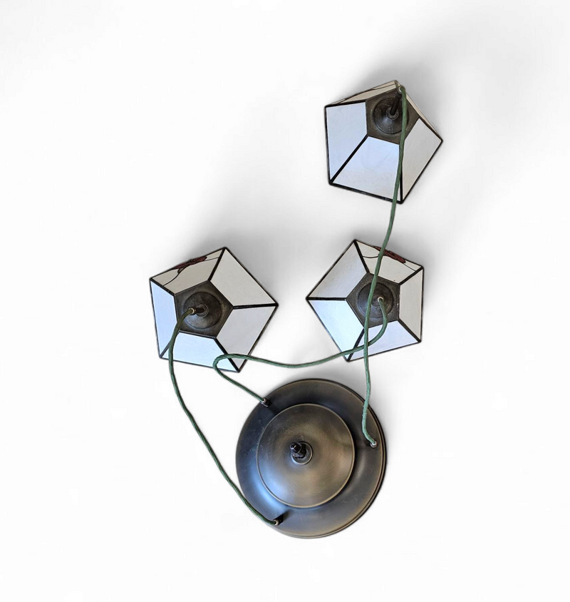 3 light chandelier with glass shades /Art Deco
