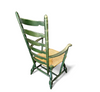 Vintage transparent Green Wooden Arm Chair / Rush Seat / high back Ladder chair