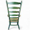 Vintage transparent Green Wooden Arm Chair / Rush Seat / high back Ladder chair