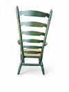 Vintage transparent Green Wooden Arm Chair / Rush Seat / high back Ladder chair