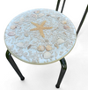 Stools with a decorative top made with sand , seashells, and a starfish embedded in a clear acrylic / 1970s