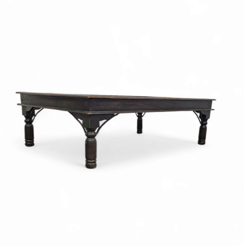 Frenche / brutalist Coffee table / forged / wrought iron / shepherd with dog and his herd 1970s / transparent glass top