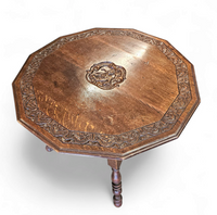 Antique tripot carved folding table / Netherlands / oak /19th century circa 1880.