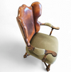 Rare leather and oak wing chair designed by Theo Ruth for Artifort / f 297 from 1949