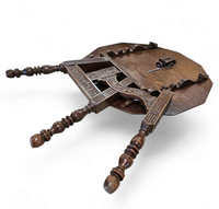 Antique tripot carved folding table / Netherlands / oak /19th century circa 1880.