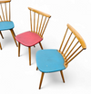 4 x spindle chair / blue / red /  black 1960s