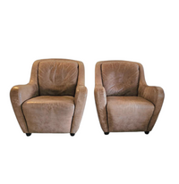 2 x Natuzzi lounge chairs / leather / 1980s