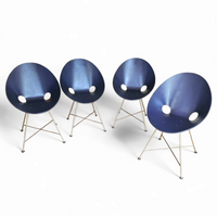 4 x dark blue Thonet S664 dining chairs /designed in 1954 by Eddie Harlis
