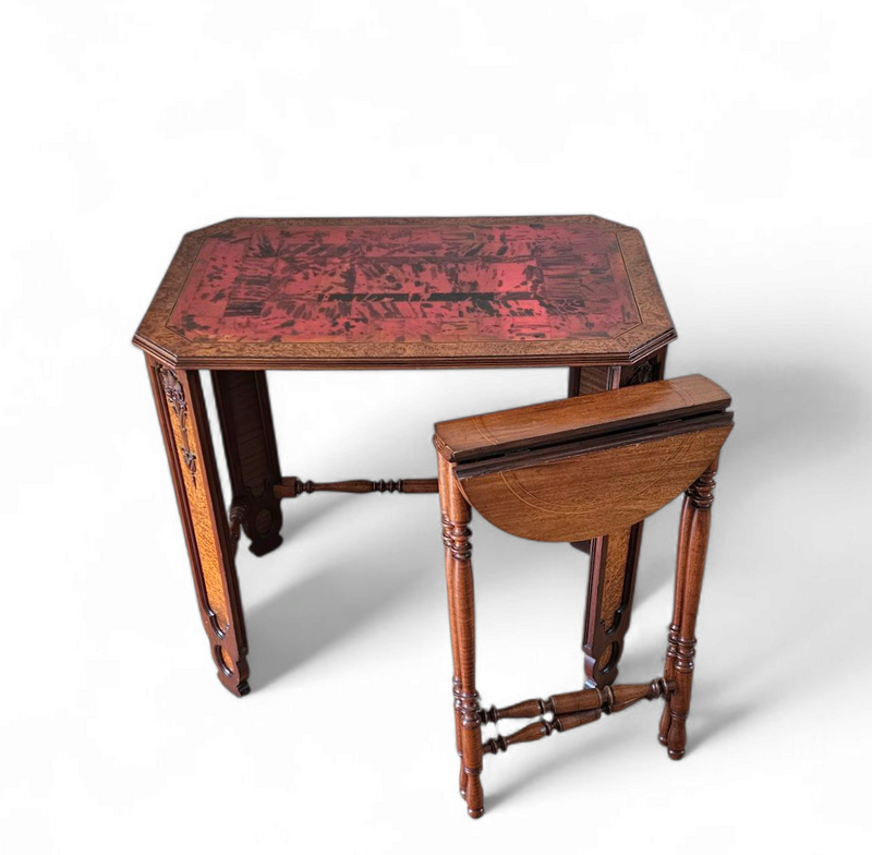 Art Deco / nesting table 3 x / attributed to Maison Franck / inlaid tortoiseshell top / 1920