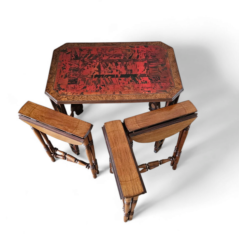 Art Deco / nesting table 3 x / attributed to Maison Franck / inlaid tortoiseshell top / 1920