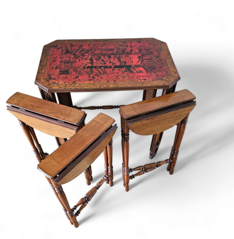Art Deco / nesting table 3 x / attributed to Maison Franck / inlaid tortoiseshell top / 1920
