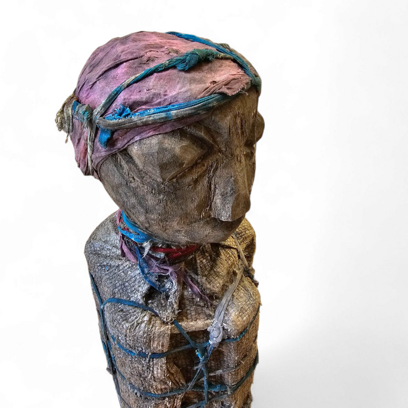 African sculpture / multi material figure / height 65 cm / 1970s