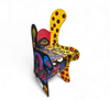 Oversized decorative wooden wing chair