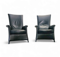 2 x Armchair by Wittmann /design Paolo Piva / Model Alta Highback / black leather