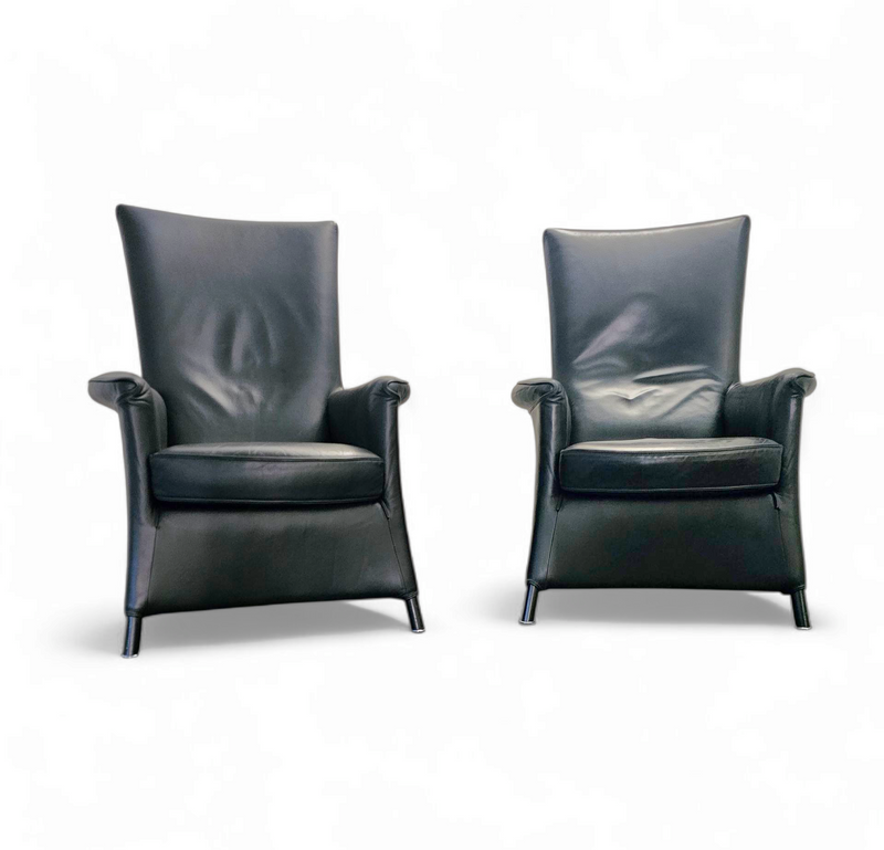 2 x Armchair by Wittmann /design Paolo Piva / Model Alta Highback / black leather