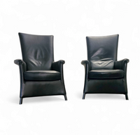 2 x Armchair by Wittmann /design Paolo Piva / Model Alta Highback / black leather