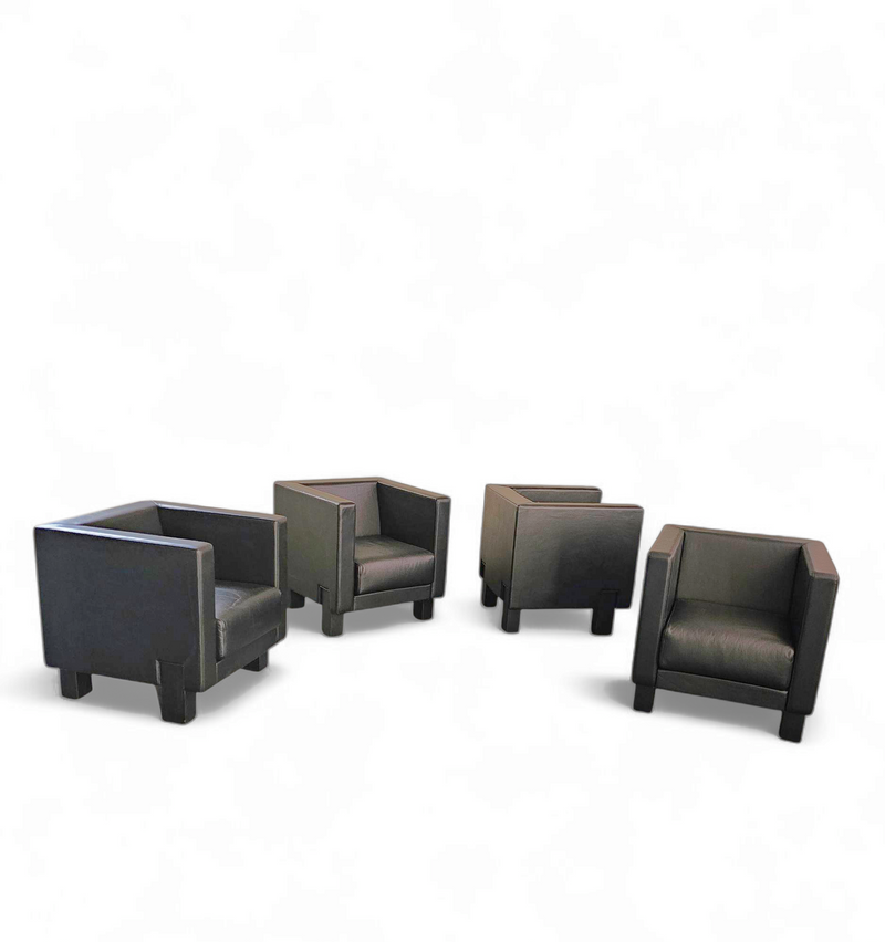 4 x Black Leather Poltrona Frau Moji Armchairs by Shigeru Uchida
1 x Moji two seater
Stunning condition