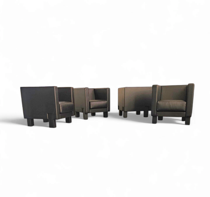 4 x Black Leather Poltrona Frau Moji Armchairs by Shigeru Uchida
1 x Moji two seater
Stunning condition