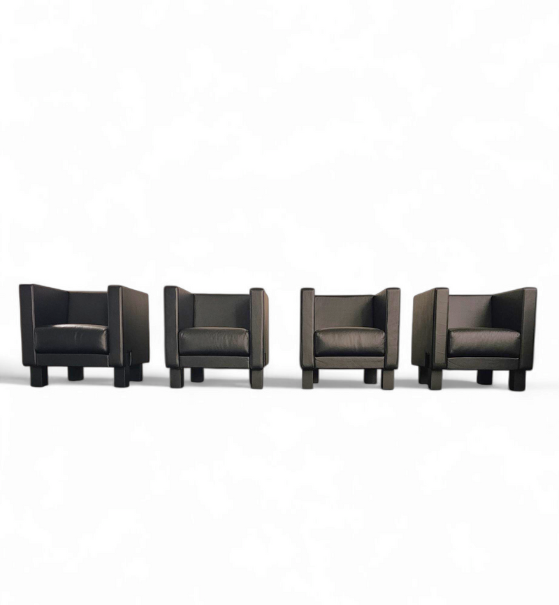 4 x Black Leather Poltrona Frau Moji Armchairs by Shigeru Uchida
1 x Moji two seater
Stunning condition