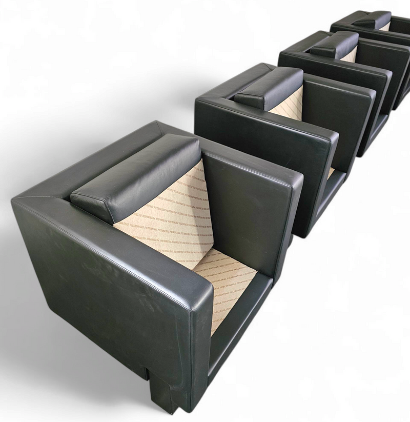 4 x Black Leather Poltrona Frau Moji Armchairs by Shigeru Uchida
1 x Moji two seater
Stunning condition