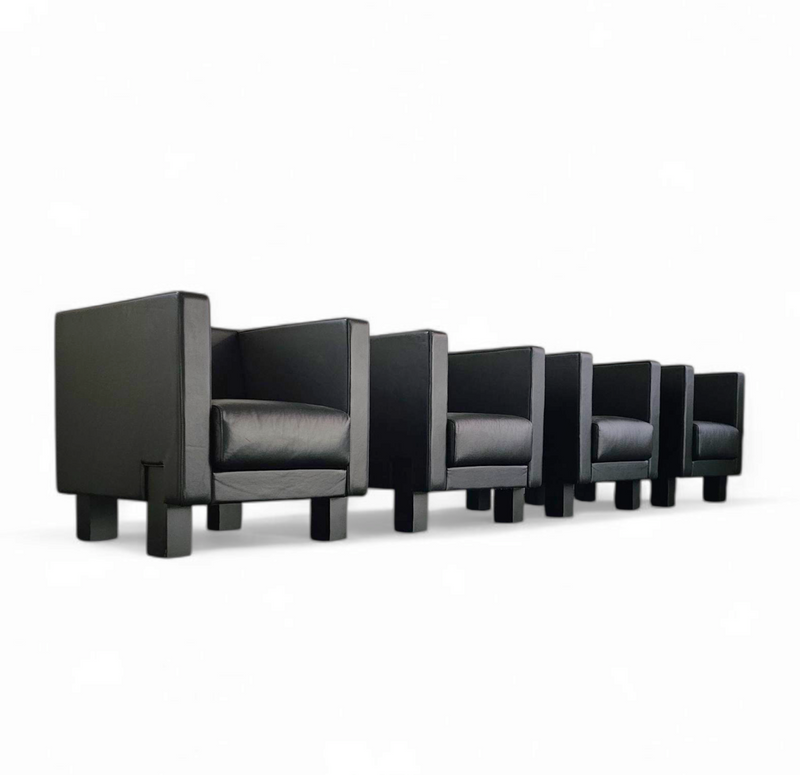 4 x Black Leather Poltrona Frau Moji Armchairs by Shigeru Uchida
1 x Moji two seater
Stunning condition