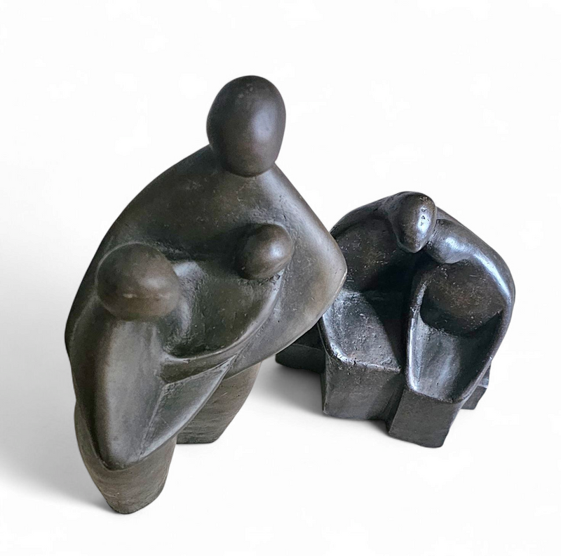Solid Bronze figures / family with child 1960s