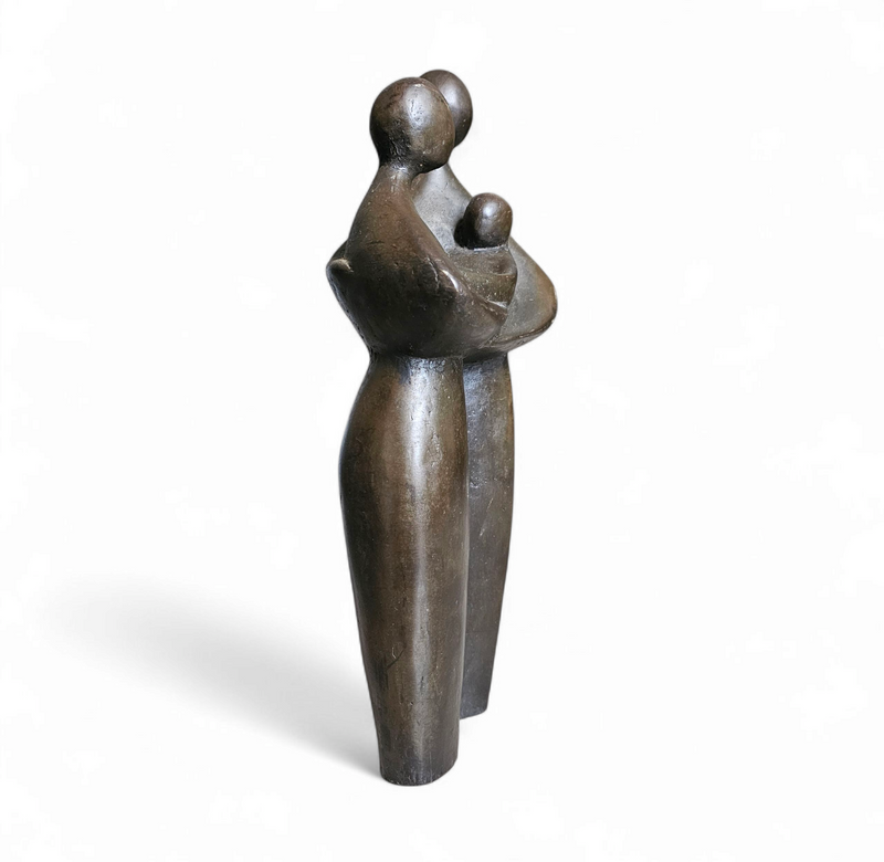 Solid Bronze figures / family with child 1960s